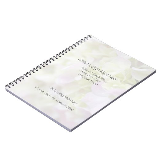 Hydrangeanahaufnahme verblassen Denkmal Notizblock (Linke Seite)