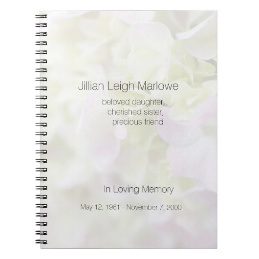 Hydrangeanahaufnahme verblassen Denkmal Notizblock (Vorderseite)