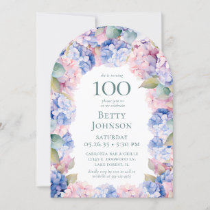 Hydrangeas 100. Geburtstagsfeier Einladung
