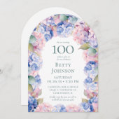Hydrangeas 100. Geburtstagsparty Einladung (Vorne/Hinten)