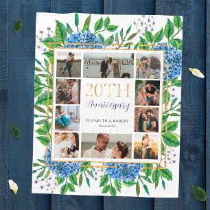 Hydrangeas 20-jähriges Jahr Custom Foto Collage Fleecedecke