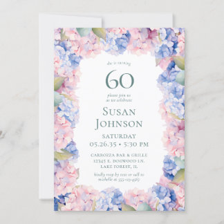 Hydrangeas 60. Geburtstagsparty Einladung