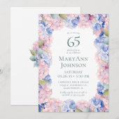 Hydrangeas 65. Geburtstagsparty Einladung (Vorne/Hinten)