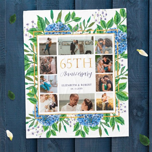 Hydrangeas 65-jähriges individuelles Foto Collage Fleecedecke