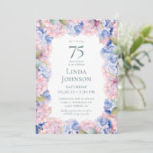 Hydrangeas 75. Geburtstagsparty Einladung (Stehend Vorderseite)