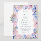Hydrangeas 75. Geburtstagsparty Einladung (Vorne/Hinten)