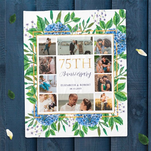 Hydrangeas 75-jähriges individuelles FotoCollage Fleecedecke