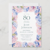 Hydrangeas 80. Geburtstagsparty Einladung (Vorderseite)
