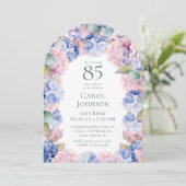 Hydrangeas 85. Geburtstagsparty Einladung (Stehend Vorderseite)