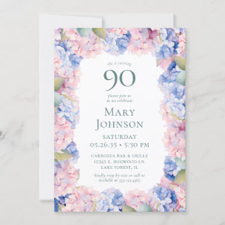 Hydrangeas 90. Geburtstagsparty Einladung