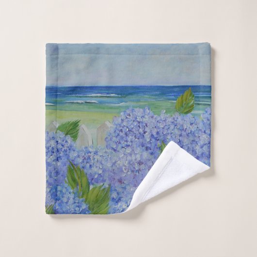 Hydrangeas am Meer Badhandtuch Set (Waschlappen)