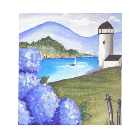 Hydrangeas an der Bucht Notizblock (Vorderseite)