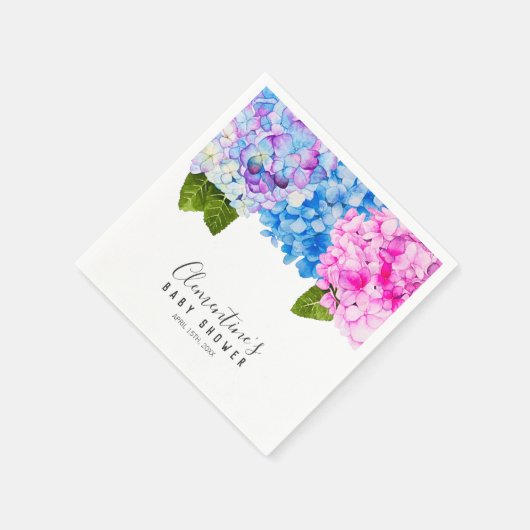 Hydrangeas Aquarellmalerei | Babydusche Serviette (Ecke)