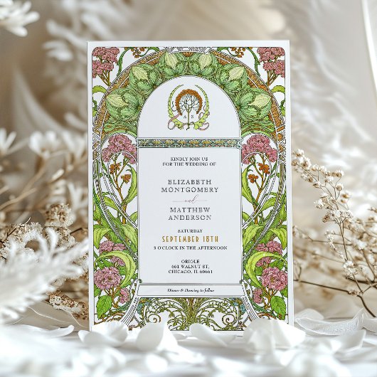 Hydrangeas Art Nouveau Hochzeit Einladung