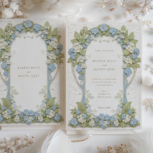 Hydrangeas Art Nouveau Hochzeit Einladung