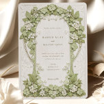 Hydrangeas Art Nouveau Hochzeit Einladung<br><div class="desc">Diese schöne Hochzeitseinladung besticht durch ein zeitloses Jugendstil-Design, das mit eleganten weißen Hydrangeas und üppigem Grün geschmückt ist. Die Vorderseite der Karte zeigt komplexe Blumenmuster, die mit anmutigen Blättern in sanften Pastelltönen in Blau, Grün und Creme verwoben sind. Das detaillierte Design schafft eine ruhige und romantische Atmosphäre, perfekt für eine...</div>