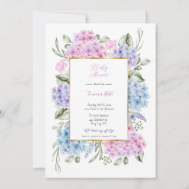 Hydrangeas Babydusche Einladung