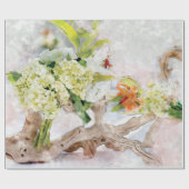 Hydrangeas Bella Aquarell-Leinen-Packpapier Geschenkpapier (Flach)