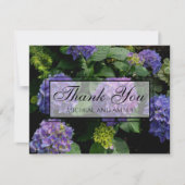 Hydrangeas blauer lila Blumengarten Dankeskarte (Vorderseite)