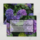Hydrangeas blauer lila Blumengarten Save The Date (Vorne/Hinten)