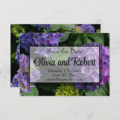 Hydrangeas blauer lila Blumengarten Save The Date (Vorne/Hinten)