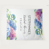 Hydrangeas Blue Floral Brautparty Foto Booth Wandteppich (Vorderseite (Horizontal))