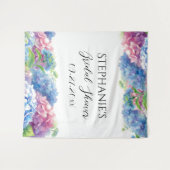 Hydrangeas Blue Floral Brautparty Foto Booth Wandteppich (Vorderseite (Horizontal))