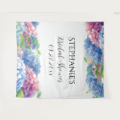 Hydrangeas Blue Floral Brautparty Foto Booth Wandteppich (Vorderseite (Horizontal))