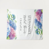 Hydrangeas Blue Floral Brautparty Foto Booth Wandteppich (Vorderseite (Horizontal))
