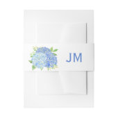 Hydrangeas Blue Floral Monogram Wedding Einladungsbanderole (Vorderseite Beispiel)