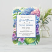 Hydrangeas Blue Floral Watercolor Brautparty Einladung (Stehend Vorderseite)