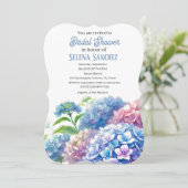 Hydrangeas Blue Floral Watercolor Brautparty Einladung (Stehend Vorderseite)
