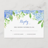 Hydrangeas Blue Floral Wedding RSVP Begleitkarte (Vorderseite)