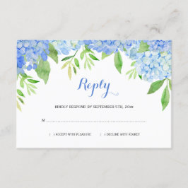 Hydrangeas Blue Floral Wedding RSVP Begleitkarte
