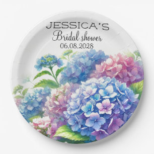 Hydrangeas Blue Flowers Brautparty Party Pappteller