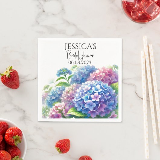 Hydrangeas Blue Flowers Brautparty Party Serviette (Beispiel)
