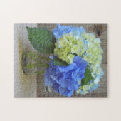 Hydrangeas Blue Mason Jar Floral Fotografie Puzzle (Horizontal)
