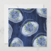 Hydrangeas Blue Rustic Wood 40. Geburtstag Party Einladung (Rückseite)