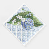 Hydrangeas Blue Tile Brautparty Napkins Serviette (Ecke)