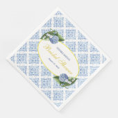 Hydrangeas Blue Tile Brautparty Napkins Serviette (Ecke)