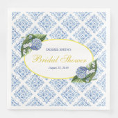 Hydrangeas Blue Tile Brautparty Napkins Serviette (Vorderseite)