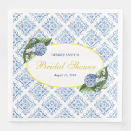 Hydrangeas Blue Tile Brautparty Napkins Serviette