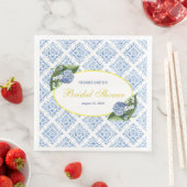 Hydrangeas Blue Tile Brautparty Napkins Serviette (Beispiel)