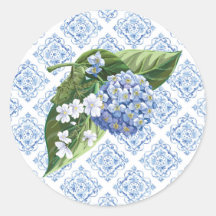 Hydrangeas Blue Tile Umschlag Aufkleber