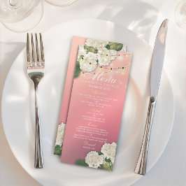 Hydrangeas-Blume für das Hochzeitmenü String Light Menükarte
