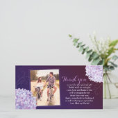 Hydrangeas Deep Lila Wedding Foto Vielen Dank Dankeskarte (Stehend Vorderseite)