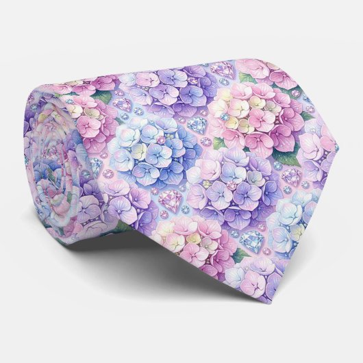 Hydrangeas & Diamonds | Hochzeits- und Eventhalske Krawatte (Gerollt)