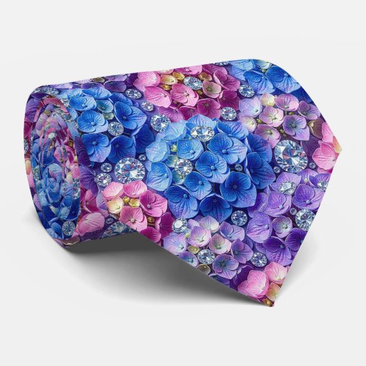 Hydrangeas & Diamonds | Hochzeits- und Eventhalske Krawatte (Gerollt)