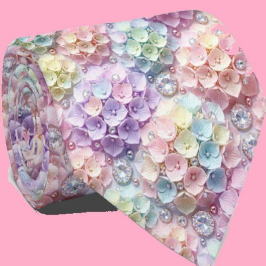 Hydrangeas & Diamonds | Pastel Regenbogen Krawatte