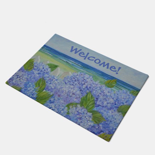 Hydrangeas durch das Meer Fußmatte (Schrägansicht)